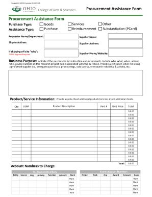 Fillable Online Procurement Assistance Form Procurement Fax Email