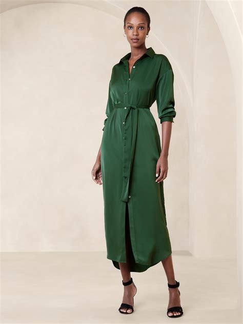 Tie Waist Maxi Shirtdress Banana Republic Factory