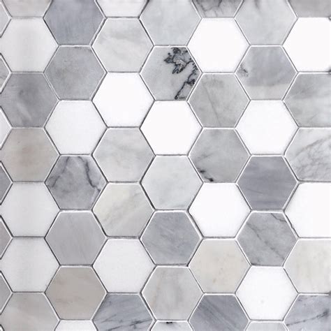 Egret Gray In Hexagon Polished Marble Mosaic Marble Mosaic Tiles