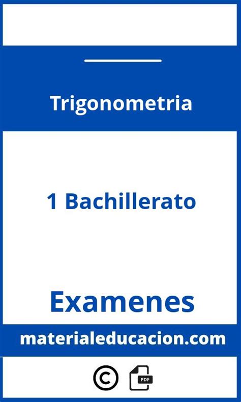 Examen Trigonometria Bachillerato Pdf