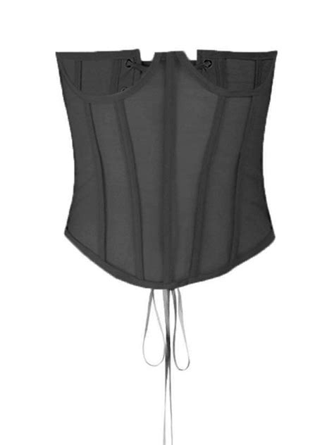 Emmiol Free Shipping Mesh Splice Corset Bustier Black L In Corset