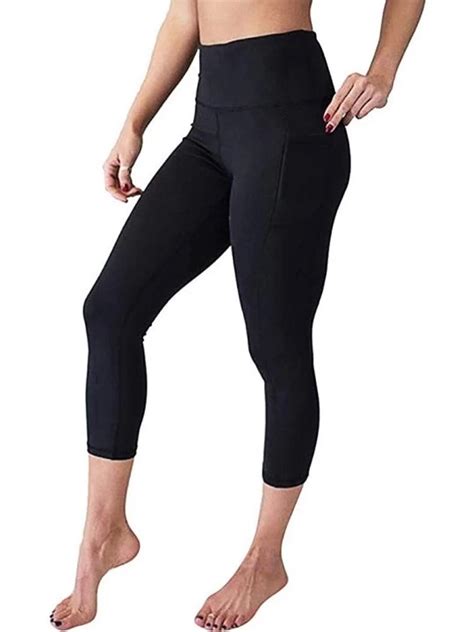 Womens High Waist Yoga Capri Leggings With Side Pockets Tummy Control Workout Squat Proof Yoga