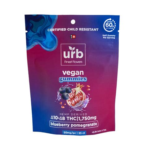 Urb Blueberry Pomegranate Delta 10 And 8 Thc Vegan Gummies