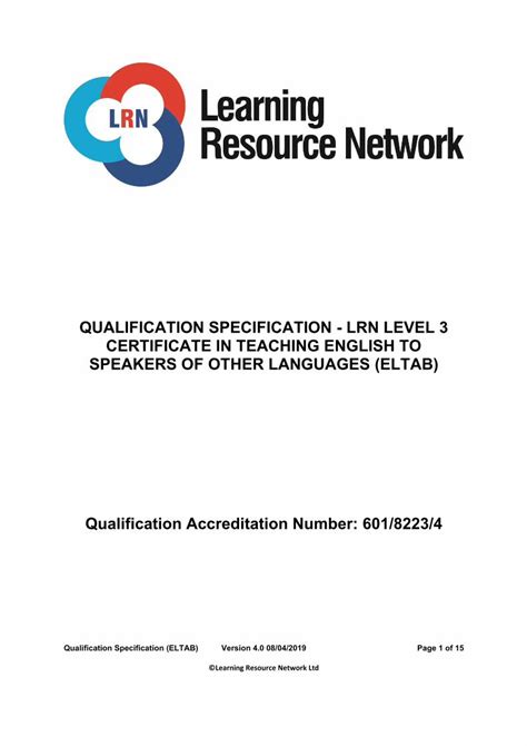 Pdf Qualification Specification Lrn Level Certificate