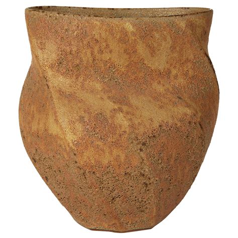 Beautiful Textured And Glazed Pottery Vase Monogrammed Gp For Sale At