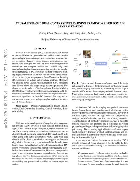 Causality Based Dual Contrastive Learning Framework For Domain Generalization Deepai