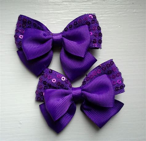 Set Of Two Purple Little Girls Hair Bows Toddler Hair Bows