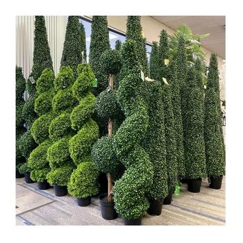 Ruopei 6 Feet Wide Bonsai Boxwood Spiral Topiary Artificial Tree Silk