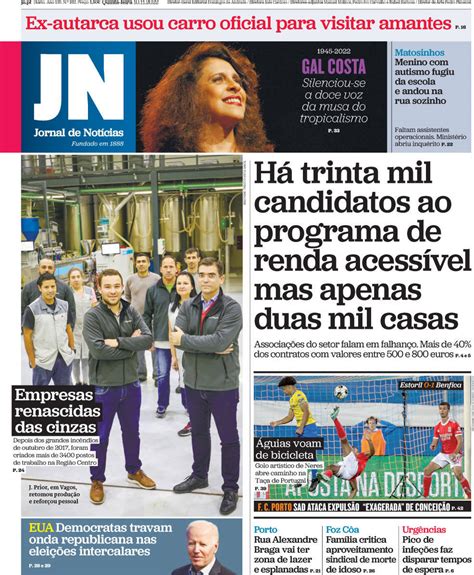 Capa Jornal de Notícias 10 novembro 2022 capasjornais pt