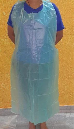 Blue Plain Disposable Pvc Apron For Safety Protection Size Medium