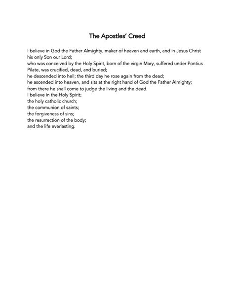 Printable Apostles Creed Methodist