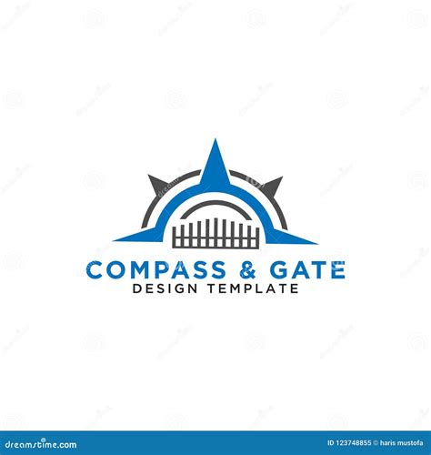 Compass And Gate Logo Design Template Vector Stock Vector