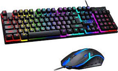 Rainbow Rgb Backlit Wired Gaming Mechanical Keyboard And Mouse With