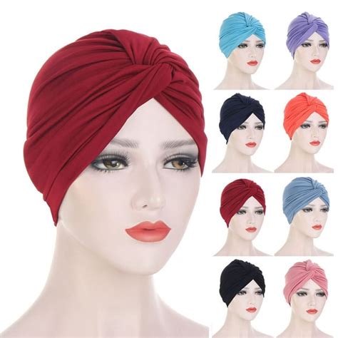 Meidiya Stretchy Turban Cap Head Cover Chemo Head Wraps Bennie Twisted Indias Hat For Women