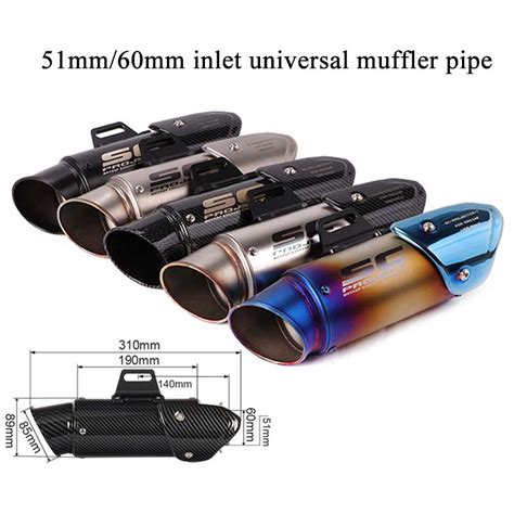 Inlet 51mm 60mm Universal Motorcycle Canister Pipe Exhaust Pipe Muffler Pipe Sc Exhaust Mufflers