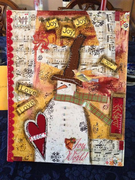 Mixed Media Canvaschristmassnowmanjoylove Mixed Media Art Canvas