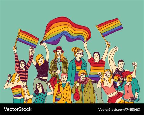 Lgbt Happy Gay Meeting People Group And Sky Vector Image