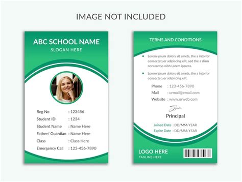 Premium Vector Green Student Id Card Template Design Premium Vector