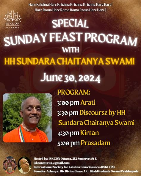 Sunday Feast With Hh Sundar Chaitanya Goswami Iskcon Ottawa 30 June