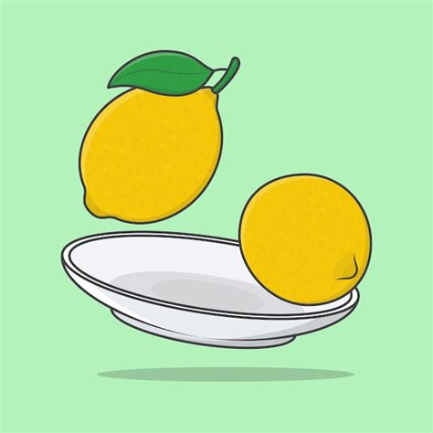 Citron Sur Une Plaque Illustration Vectorielle De Dessin Animé Icône