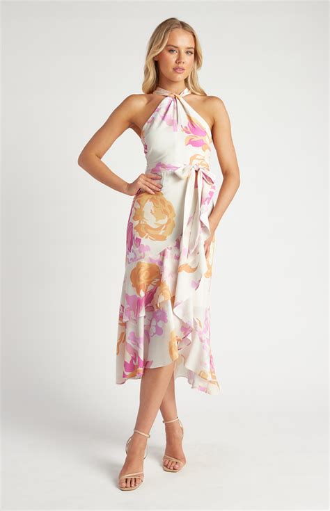 Floral Halter Dress With Waterfall Hem Sdr1466 2a Style State