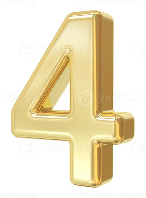 3d Gold Number 4 11287964 Png