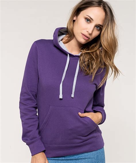 Sudadera Mujer Con Capucha Contrastada Personalizada