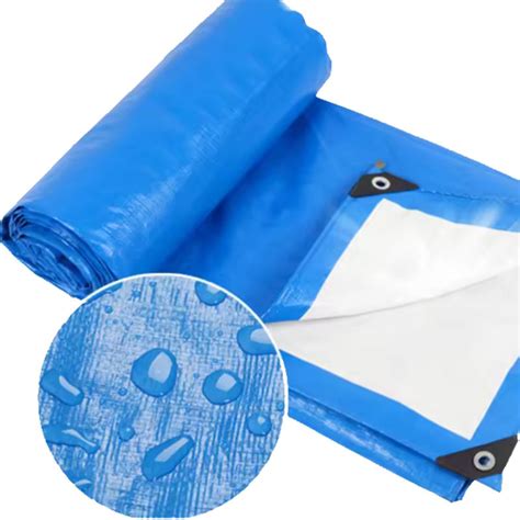 Blue White PE Tarpaulin Plastic Sheet Hong Ju Tarpaulin Fabric Factory