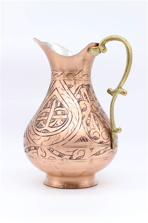 Handcrafted Vintage Copper Pitcher Carafe Copper Water Dispenser