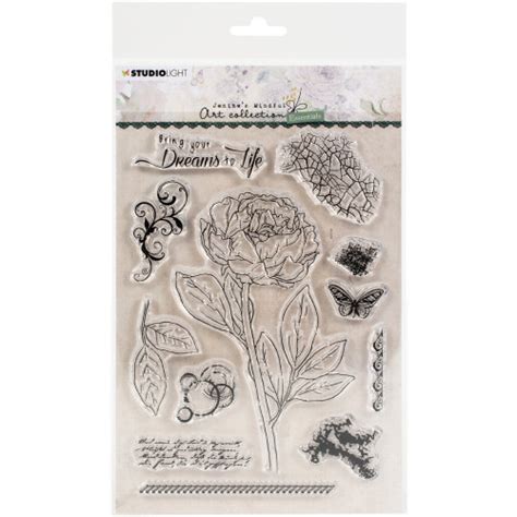 Studio Light Jenine S Mindful Art Essentials Clear Stamps Peony Stamp