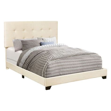 Accentrics Home Biscuit Tufted Queen Upholstered Bed With Beige Ds A125