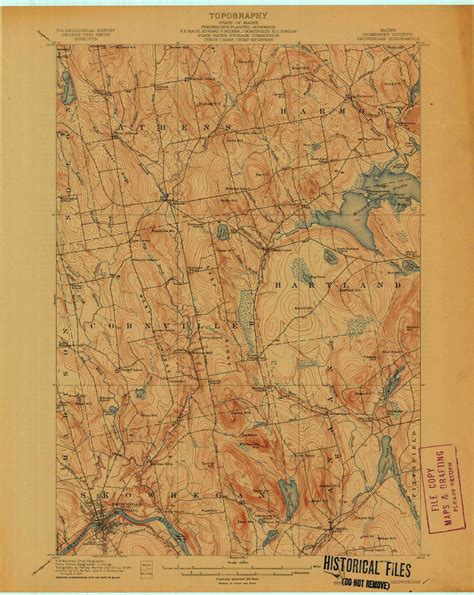 Skowhegan Maine 1913 1913 Usgs Old Topo Map Reprint 15x15 Me Quad