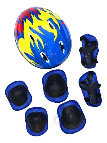 Conjunto De 7 Peças Capacete Infantil E Infantil Joelheira