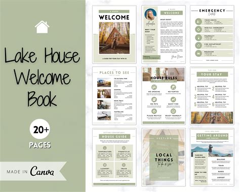 Lake House Welcome Book Template Editable Canva Airbnb Etsy