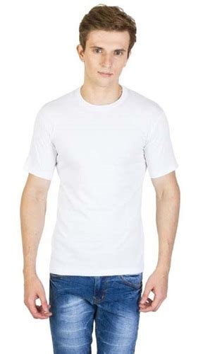 White Color Half Sleeves Round Neck Casual Wear Mens Cotton Plain T