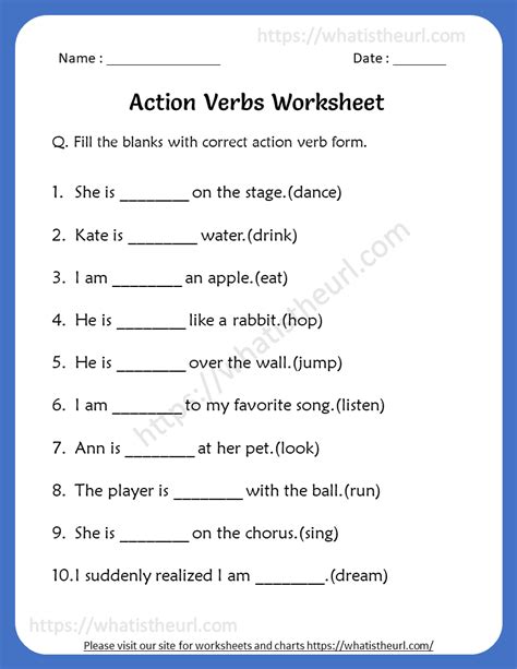 action-verbs-worksheets-for-3rd-grade - Your Home Teacher