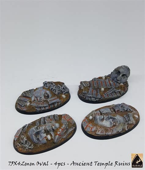 75x42mm Oval Resin Bases 4pcs Ancient Temple Ruins Age Of Sigmar