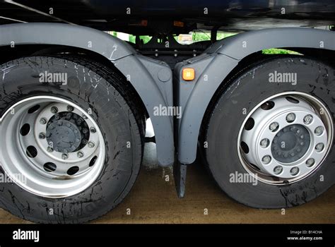 Hgv Tyres Double Axle Stock Photo Alamy