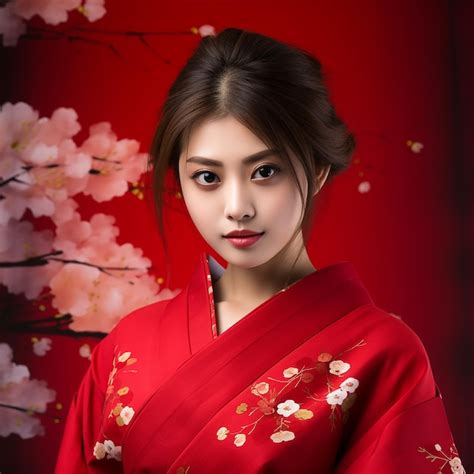 Premium Photo Pictures Of Beautiful Japanese Girls Red Background