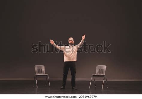 Male Actor Rehearsing On Stage Theatre Stock Photo 2031967979