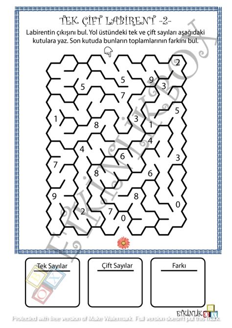 Tek Çift Labirent 2 Matematik Etkinlik ETKİNLİKBOX