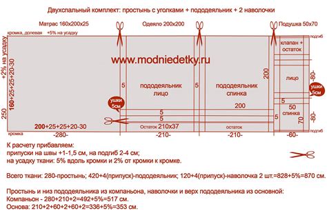 Расчет ткани для постельного белья