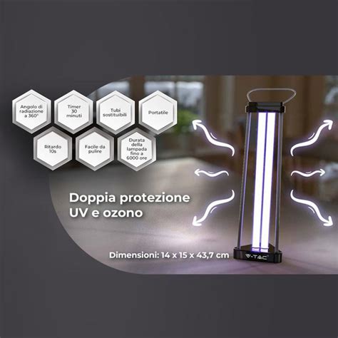 Germicidal Lamp Lampada Raggi Uv C W Antibatterica Per Igienizzare