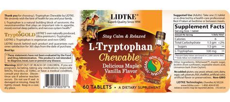 L Tryptophan Maple Vanilla Chewable Lidtke Supplements