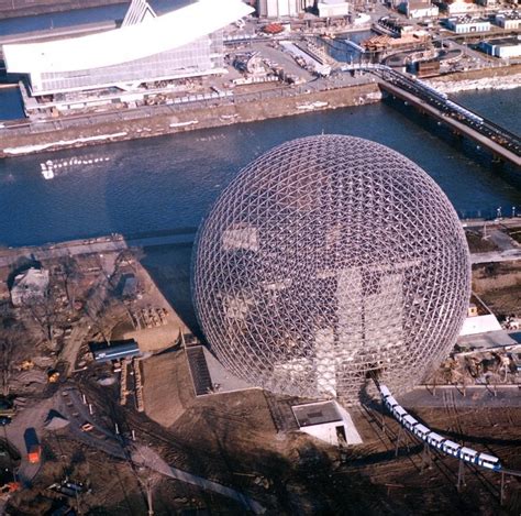 A Buckminster Fuller-designed geodesic dome at the 1967 International and Universal Exposition ...