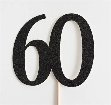 60 Cake Topper 60th Birthday Anniversary Sixty Sixtieth Black