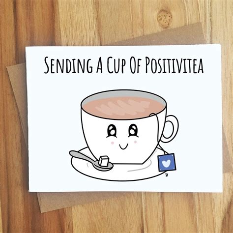 Sending A Cup Of Positivitea Tea Pun Greeting Card Play On Words