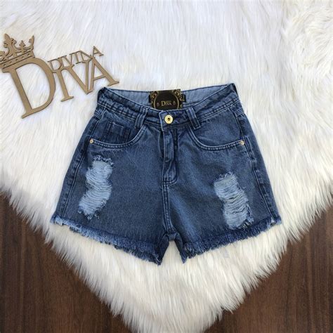 Shorts Jeans Azul Barra Desfiada