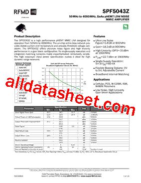 SPF5043Z Datasheet(PDF) - RF Micro Devices