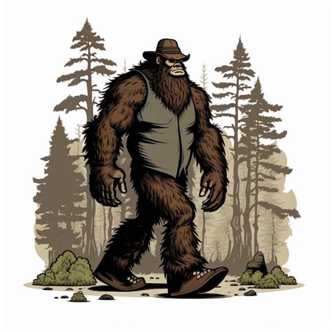 Premium Ai Image Bigfoot Wearing A Hat Vector Illustration